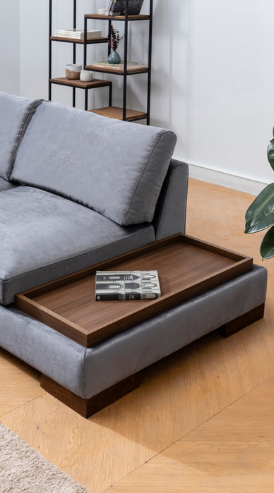 Atelier Del Sofa Sofá Esquinero Izquierdo sin Puf - Gris Oscuro - 193 cm x 313 cm